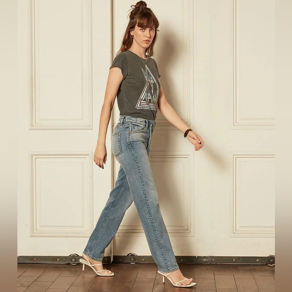 Boyish The Casey High-Rise Straight Leg Asymmetrical Jeans in Gilda